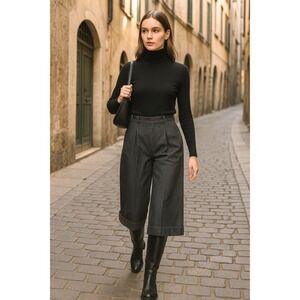 Nicole‎ by Nicole Miller Stretch Cotton Blend  Wide Leg Cropped Pants Size 10